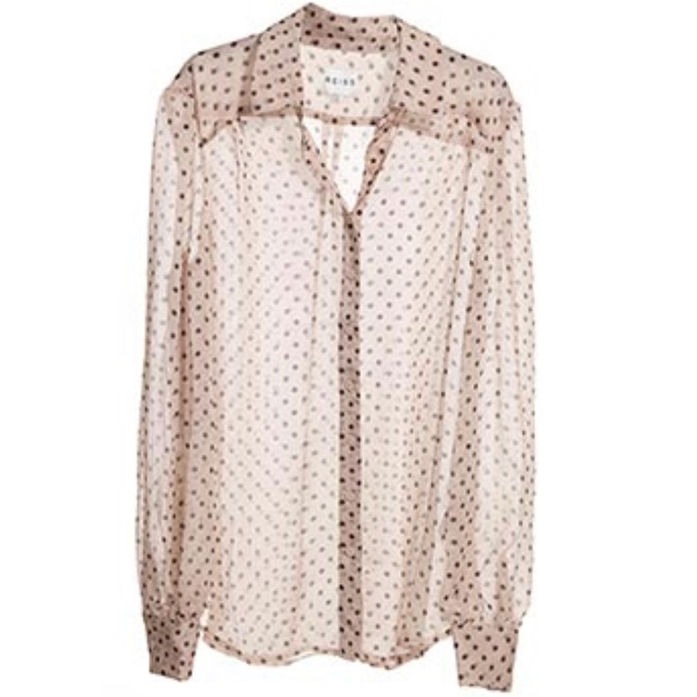 Reiss Size 4 Pink Polka Dot Blouse